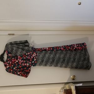NEW NWT Simply Styled Colorblock Floral Flowers Spotted Wrap Maxi Dress Size M